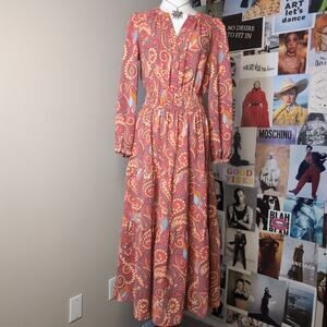 Paisley Retro Maxi Boho Dress